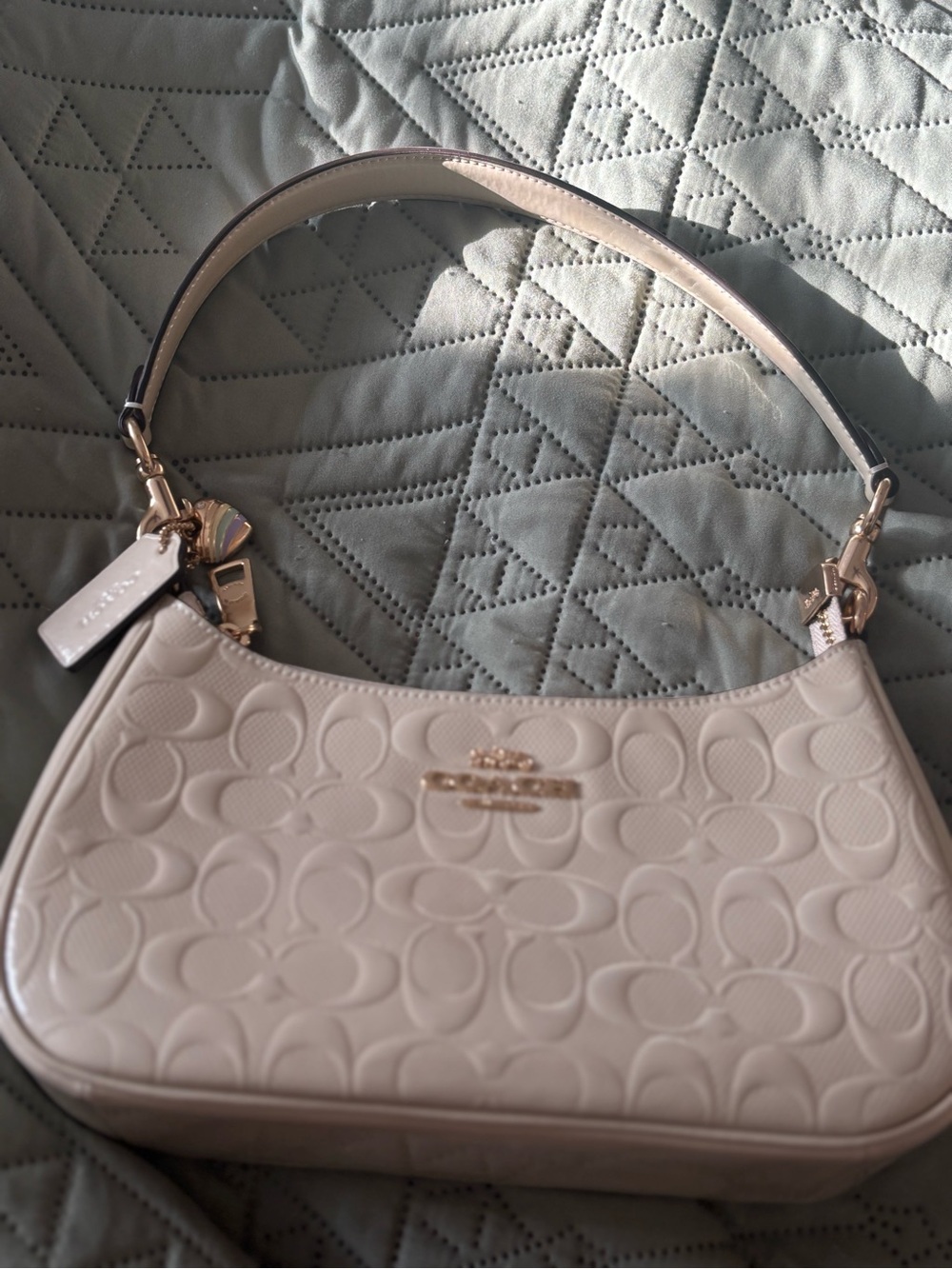 Coach Teri Shoulder Bag in White with Gold Hardware